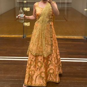 Indian Peach and Gold Lehenga and Dupatta